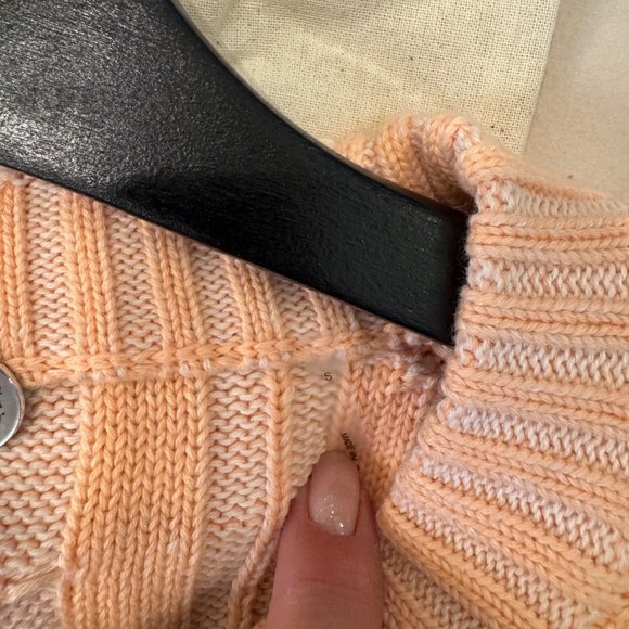 NWT Margaret O’Leary Cable Knit Crewneck Sweater – Peach, Size S - Picture 9 of 13